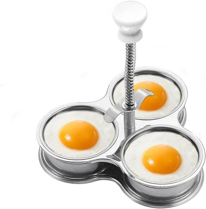 3 Packs 304 Stainless Steel Egg Poacher Molds Set Heart Shaped Poached Eggs Maker Kitchen Tool Breakfast Omelette Boiled Eggs Cooking Home Restaurant