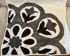 Pottery Barn Mahalo Hawaiian Coastal Cotton Applique Euro Sham, Charcoal Gray