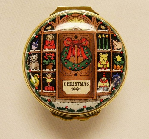 Halcyon Days Emaille - Weihnachtsbox 1991, emailliert auf Kupfer Bilston, England - Bild 2 von 5