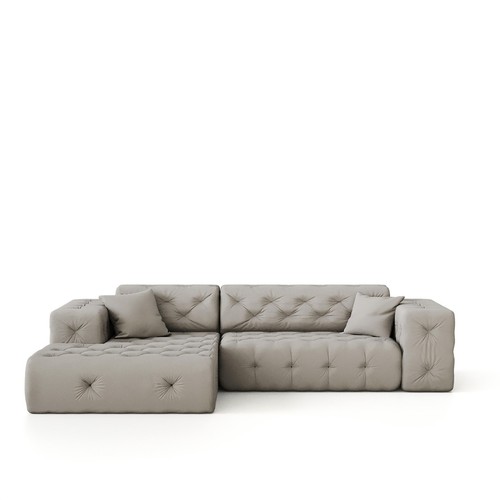 Ecksofa Designersofa CHANTAL in Stoff Opera Velvet Pink Ottomane Links - Bild 3 von 6