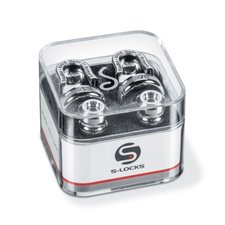 Genuine Schaller CHROME S-Lock Guitar Strap Locks Pair/Set, Made in Germany