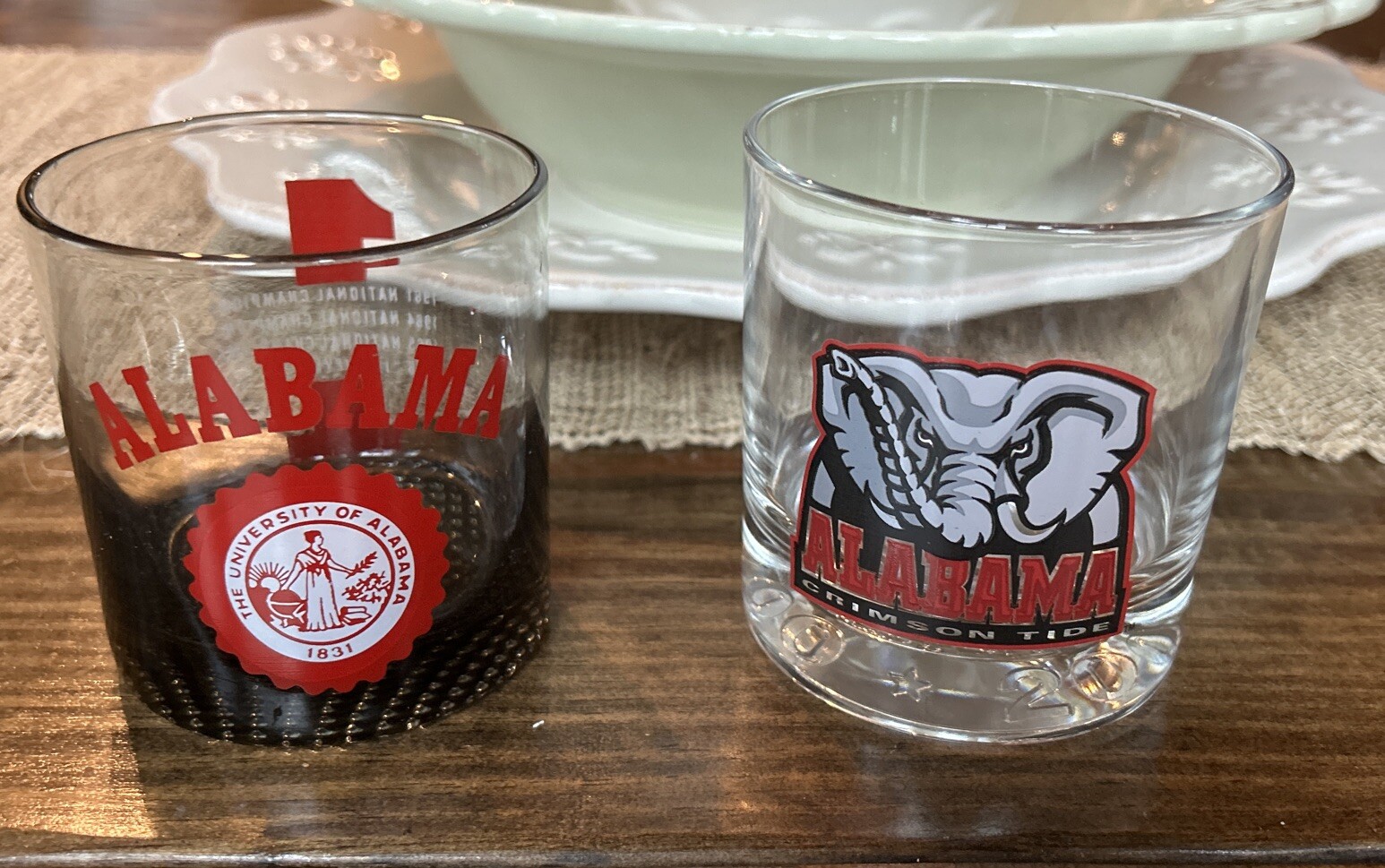 Vintage 1960’s Alabama Crimson Tide Glass Plus Another Glass Cedea
