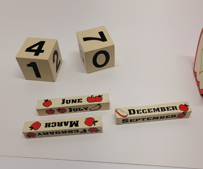 Vintage(?) Oriental Trading Co. Wooden Apple Themed Block Calendar | eBay