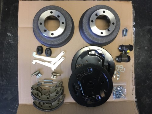 CLASSIC MINI REAR BRAKE OVERHAUL REBUILD KIT 1” SPACED DRUMS BACKPLATES SHOES - Picture 2 of 2