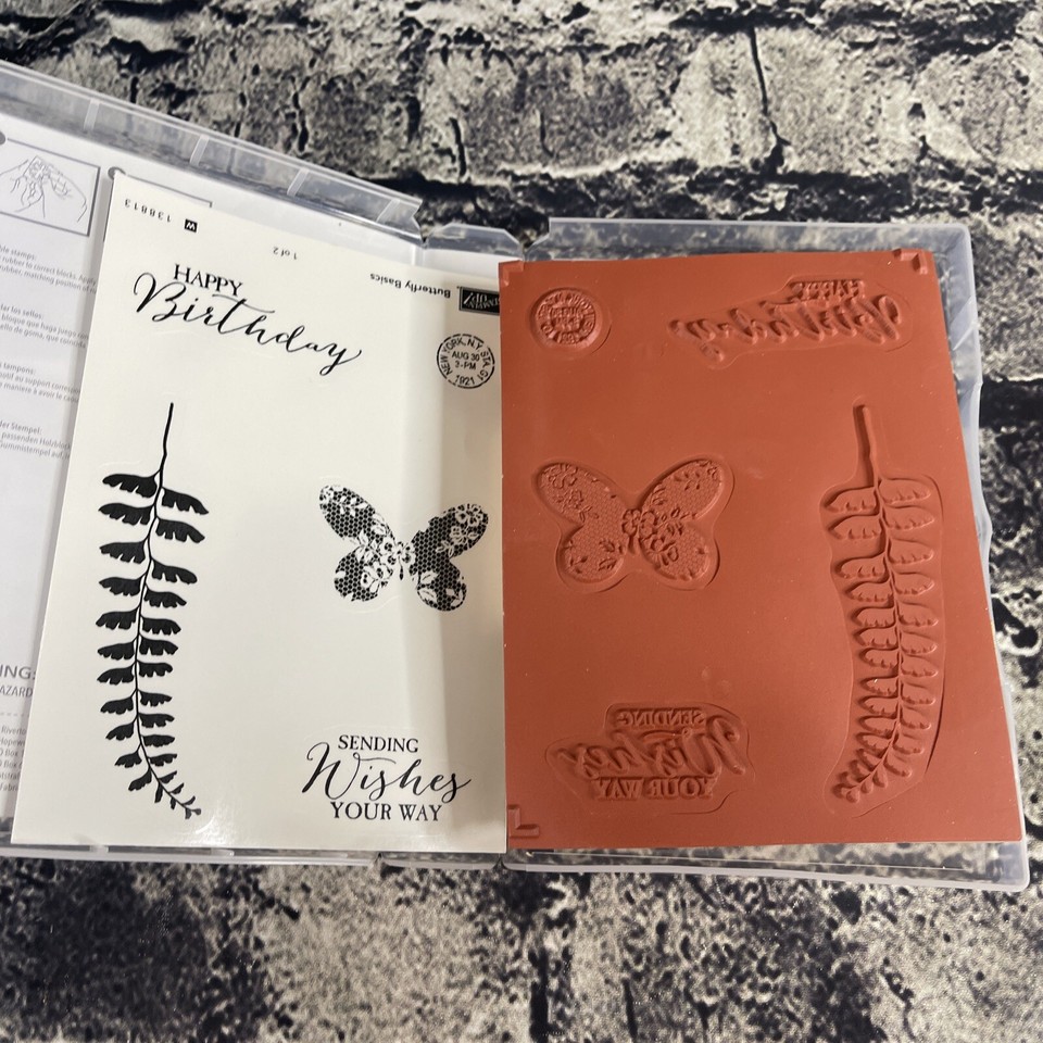 Stampin Up! BUTTERFLY BASICS Set of 11 Rubber Stamps Wood Base 138813 ...
