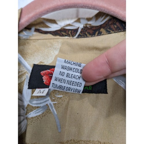 Camisa Hawaiana Alii Fashions Hawaii Para Hombres M 100% Algodón Marrón Tostado Palmeras Isla - Imagen 6 de 12