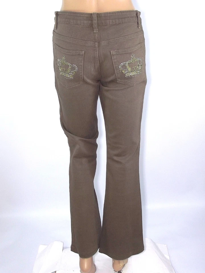 F&F Jeans Donna Verde M Medium Bootcut Flare Vita Media Casual Denim - Imagen 3 de 4