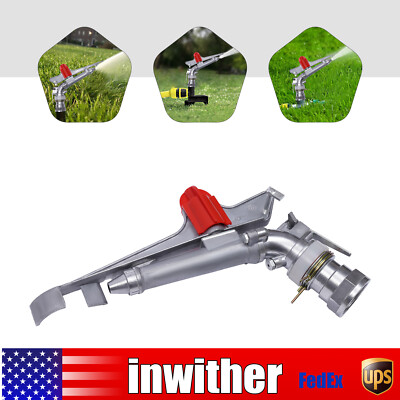 2'' 360 Rain Spray Gun Adjustable Impact Sprinkler Large Area Water Irrigation