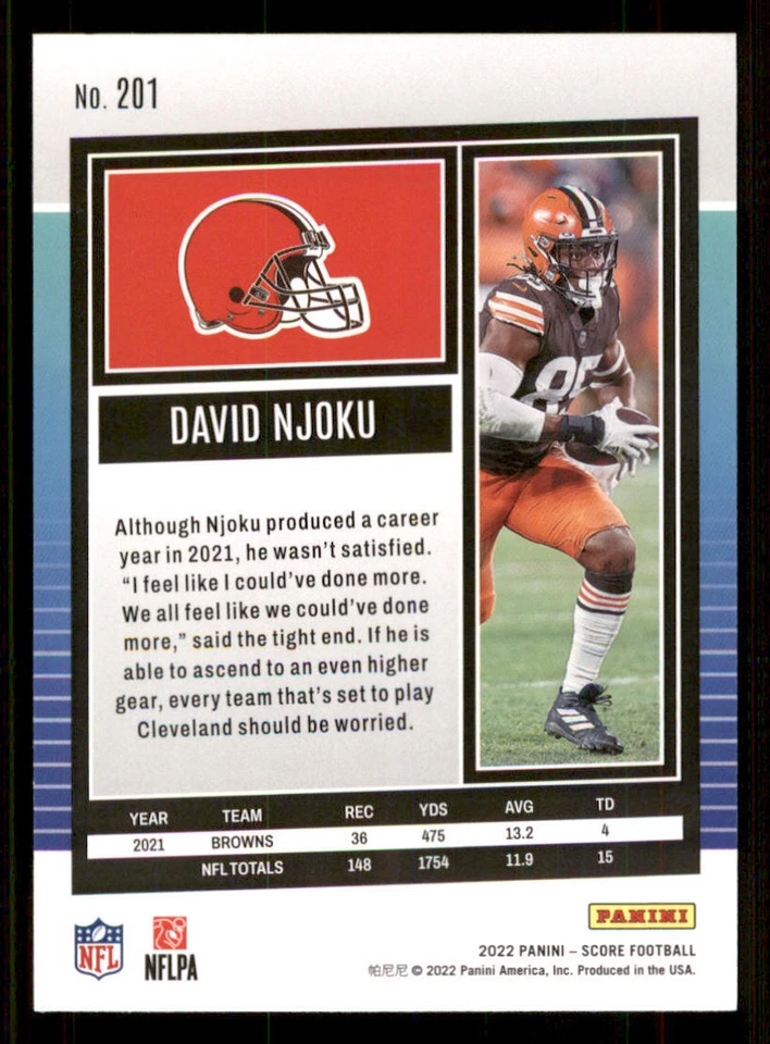 2022 Score Scorecard #201 David Njoku - Image 2 of 2