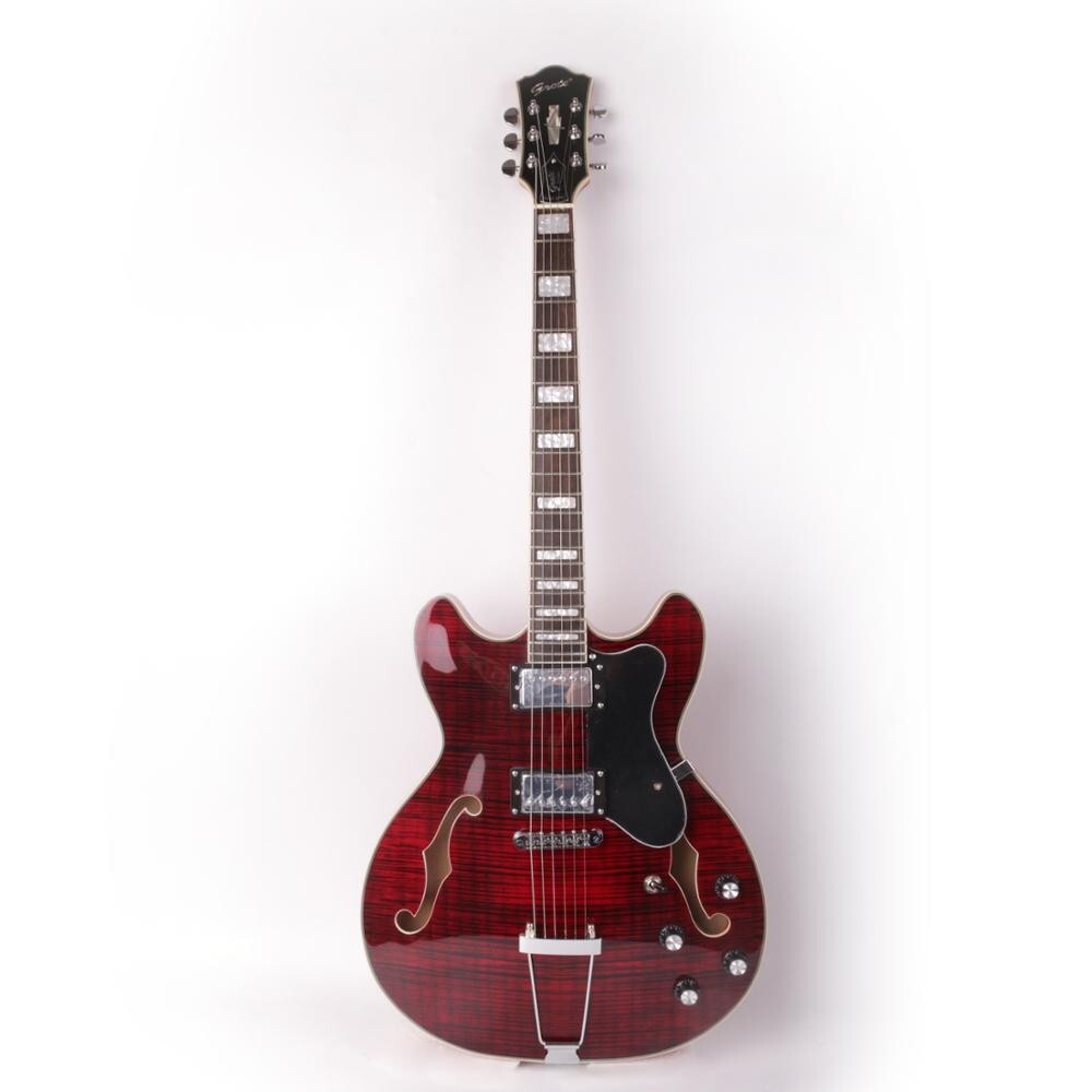 electric jazz guitar Red f hole double cutaway Maple Neck | eBay