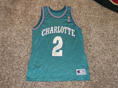 MINT Charlotte Hornets Jersey Champion Larry Johnson SIGNED