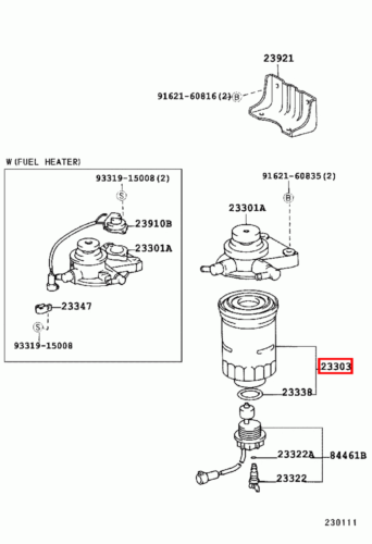 Genuine LandCruiser 80 Series Prado 90 120 Series 1HD 1HZ 1KZ 3L 1KD Fuel Filter - Picture 12 of 20