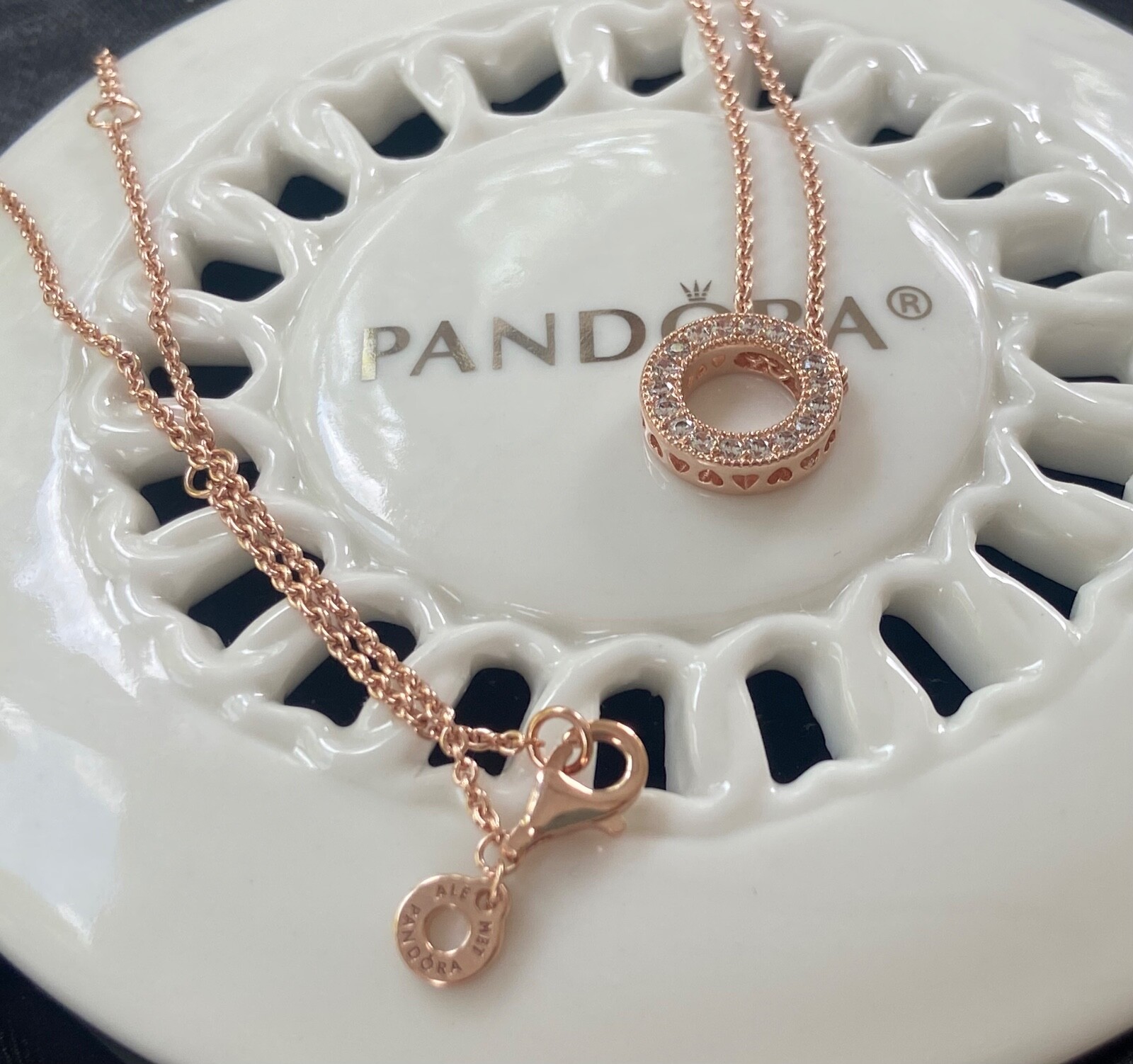 Pandora Circle Necklace Rose Gold Authentic Pandora Pandora Logo