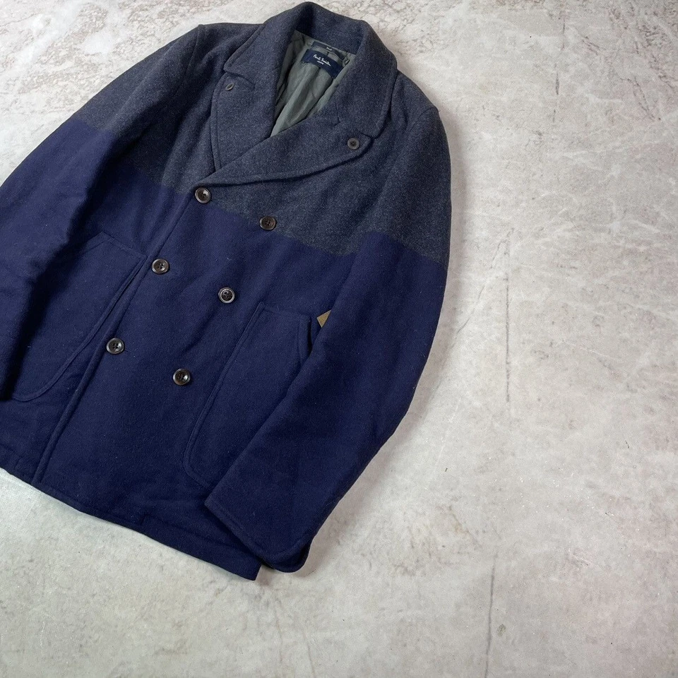 Paul Smith Wool&Viscose Double Breasted Two Tone Pea Coat - Image 3 of 4