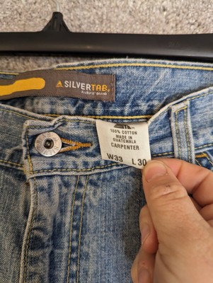 Vintage Levis Silver Tab Baggy Carpenters Jeans Size 33x30 Distressed Light  Wash