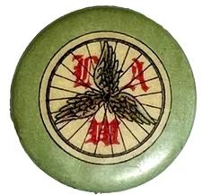 1900s League of American Wheelmen 7/8" Celluloid Pinback Button Winged Wheel