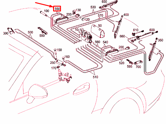 MERCEDES-BENZ SL R231 Right Hardtop Hydraulic Hose A2318002015