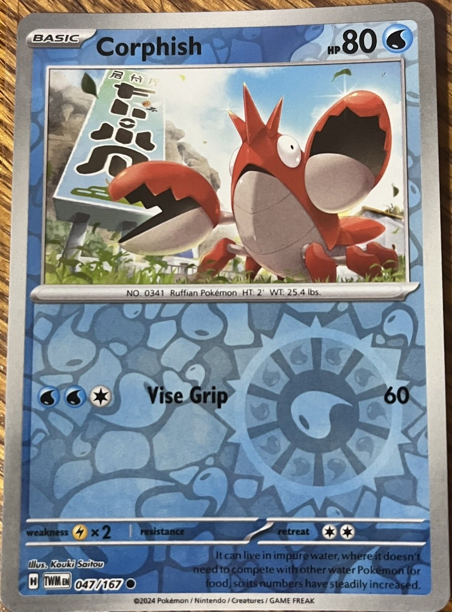 corphish pokemon card POKMON GAME sv5a 019/066 C Colorless Bubble Beam (30) Flip a coin Corphish 63/110 LP - EX