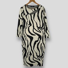 V By Very Womens Black White Zebra Print Bodycon Midi Dress UK 16 NEW (imperfect