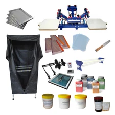 Brand New 4 Color 2 Station Screen Printing Kit for Beginner Desktop Combination