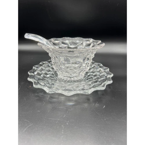 Mayonnaise Bowl & Ladle W/ Underplate American Clear Stem 2056