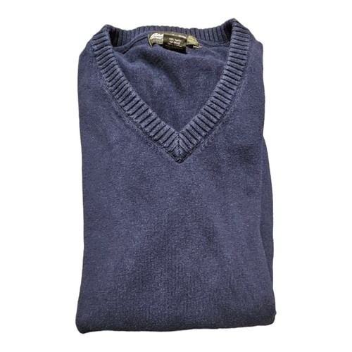 Eddie Bauer Mens Blue Cotton Cashmere Blend V Neck Sweater Medium - Picture 2 of 6