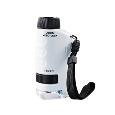 Taschenmikroskop 60x - 120x, mit LED-Licht, Mini Mikroskop tragbar, Taschenlupe