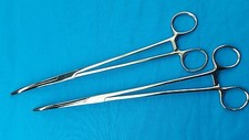 2 EA New 12" Curved Hemostat Forceps Locking Clamps - Stainless Steel A Quality