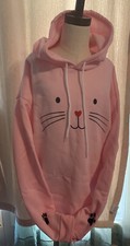 Pink Cat Hoodie With Paw Prints Youth XXL Hooded Sweatshirt Girls Fleece NEW
