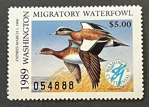 Travelstamps: 1989 Washington State Duck Stamp - $5 Mint MNH OG - Picture 5 of 5
