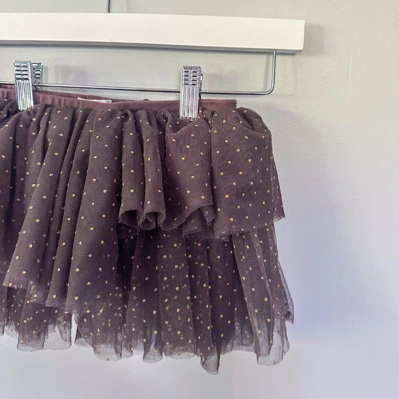 Mudpie Baby Gray and Gold Polka Dot Tutu Tulle Skirt - Size 12 Months - Image 4 of 4