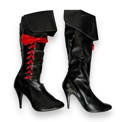 Pirate Boots Women's Size Heels With Red Ribbon Ellie Shoes