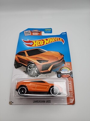 2016 HOT WHEELS LAMBORGHINI URUS, #142/250, ORANGE, HW HOT TRUCKS #2/10, SUV