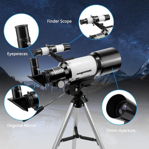 Telescope,Telescopes for Kids Beginners Adults,70mm Aperture Refractor Telescope - Picture 2 of 6