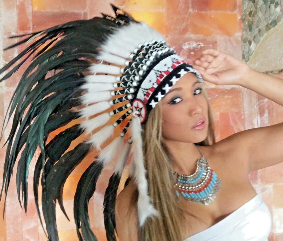 Indianer Haube Federhaube War Bonnet Indian headdress spring bonnet - Bild 1 von 4