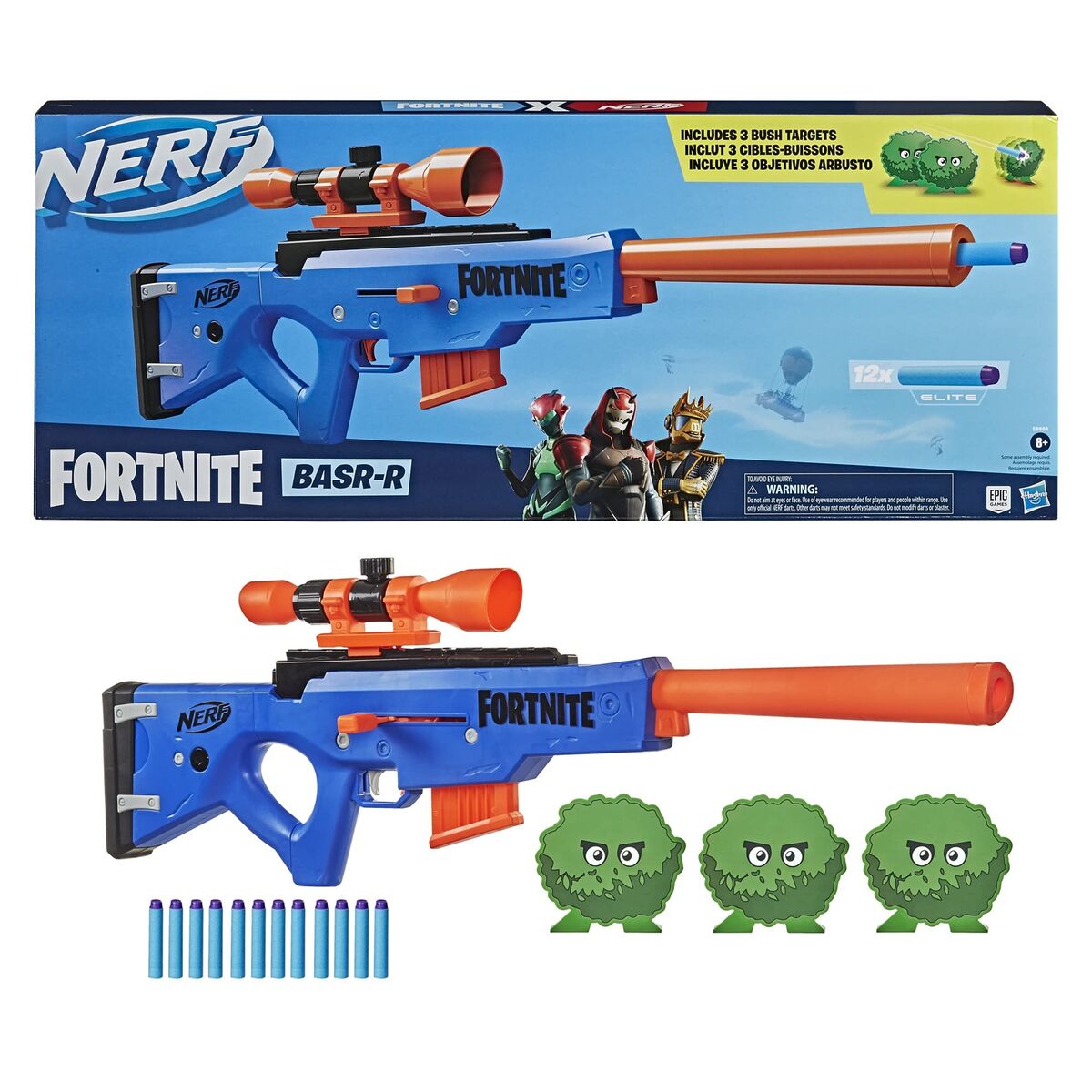 Nerf Fortnite BASR-R Blaster - 6 Official Nerf Darts 