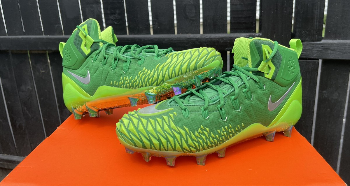 SAMPLE Oregon Ducks Nike Force Savage Pro Mid Football Cleats Men’s Size 12.5 Nike Force Savage Pro Mid Shark White Oregon Ducks Sample PE  main image 2