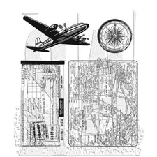 Tim Holtz Stampers Anonymous "AIR TRAVEL" Rubber Cling Stamp Set- CMS102