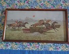 Signed Vintage Alexander Pock Horse Race Painting 7"x 12.5"