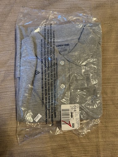 NWT Girls Lands End Short Sleeve Performance Polo School Uniform XL 14-16 Gray - Picture 6 of 7