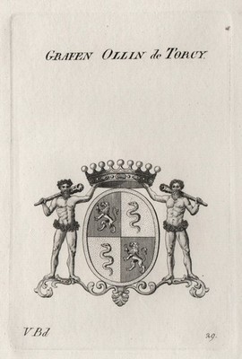 1830 Ollin de Torcy Wappen coat of arms Kupferstich engraving Heraldik heraldry