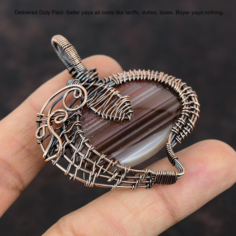 Venta Año Nuevo Cobre Natural Botswana Ágata Bautizo Cumpleaños Colgante Joyería Foto 3 de 4