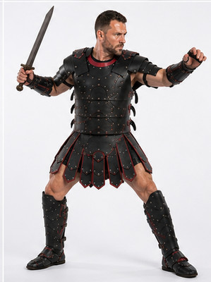 Black Leather Warrior Armor Set: Dragon Scale Fantasy LARP Cosplay Gear