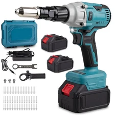 21V Cordless Rivet Gun,Electric Rivet Gun with 2 X 4.0 Ah Battery & Charger,B...
