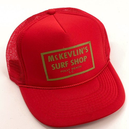 MCKEVLIN's surf shop folly Beach South Carolina red foam trucker cap