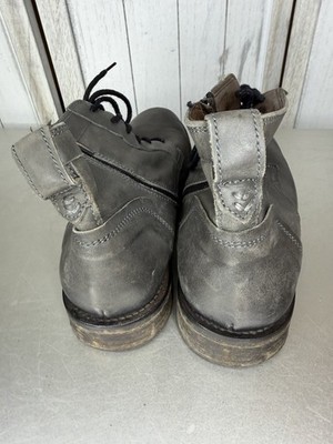Bed Stu Grey Distressed Leather Lace Up Boot Chuuka Men display picture 3