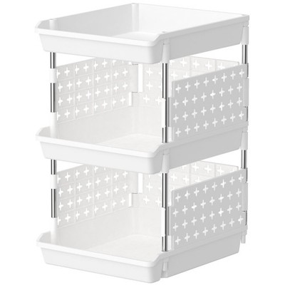 Lifewit 3 Ebenen Stapelbar Aufbewahrungswagen Kunststoffregal Küche Organizer