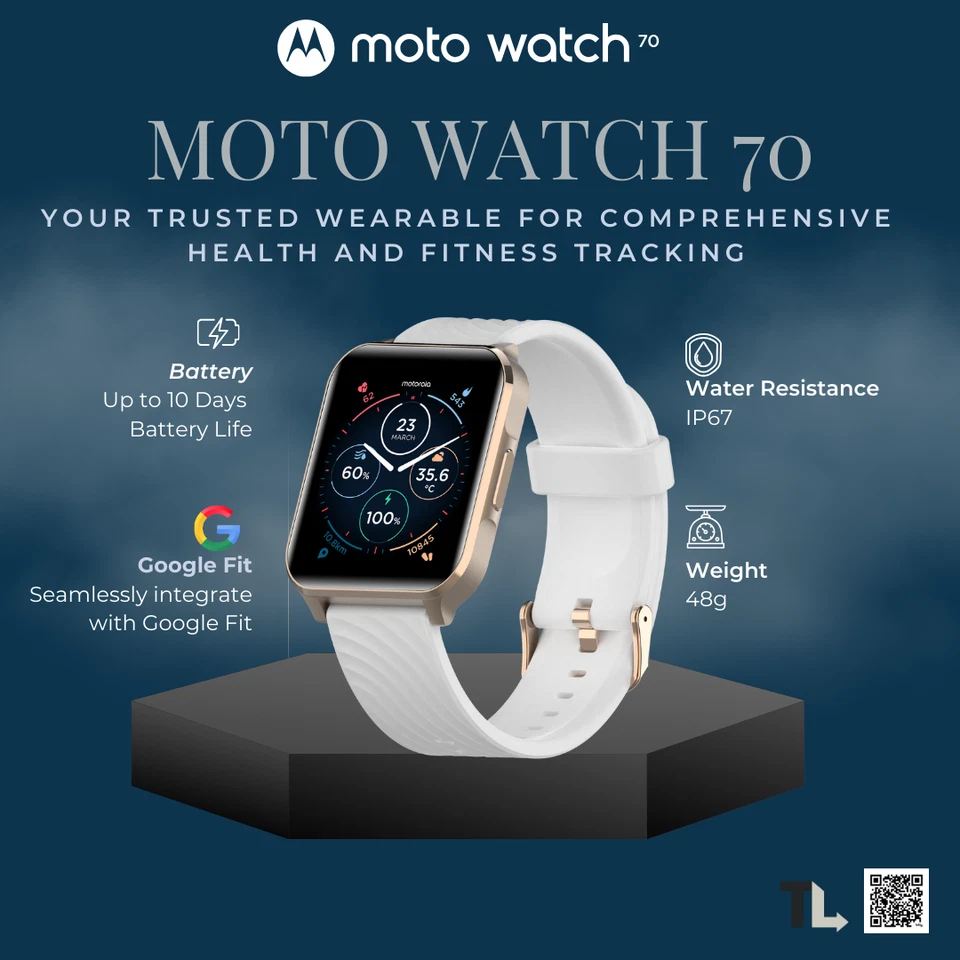 NEW Moto Watch 70 by Motorola - LCD Display, Health Tracker, Long Battery Life, - Image 2 of 4