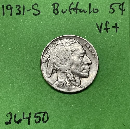 1931 S Buffalo / Indian Head Nickel 5c Vf Very Fine