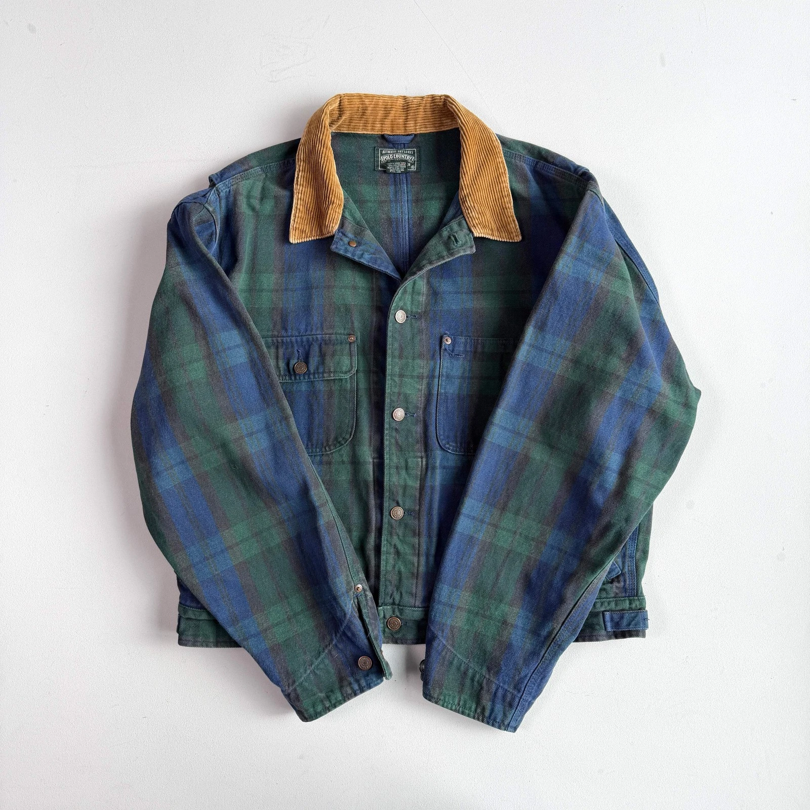 VNTG Ralph Lauren Polo Country (XL) Black Watch Denim Western Trucker Jacket - product detail image 2
